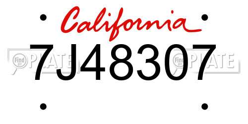 7J48307 California License Plate