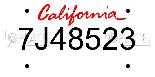 7J48523 California License Plate