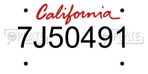 7J50491 California License Plate