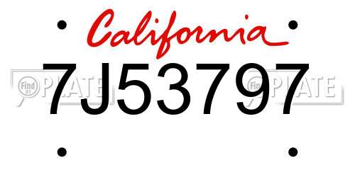 7J53797 California License Plate