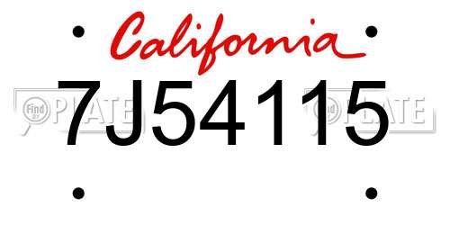 7J54115 California License Plate
