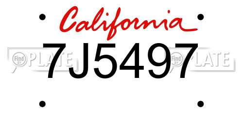 7J5497 California License Plate