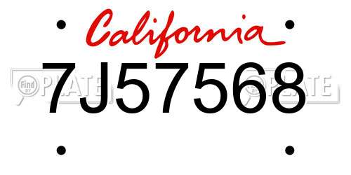 7J57568 California License Plate