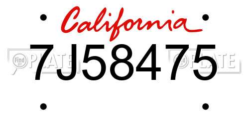 7J58475 California License Plate