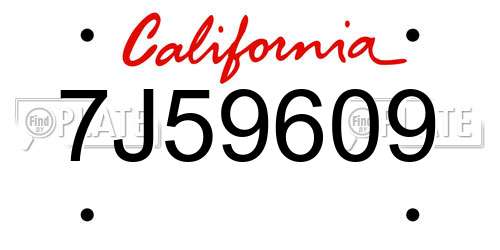 7J59609 California License Plate