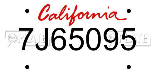 7J65095 California License Plate