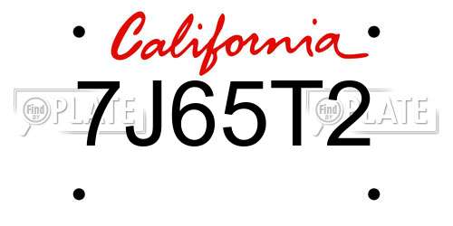 7J65T2 California License Plate