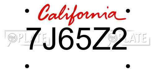 7J65Z2 California License Plate