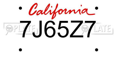 7J65Z7 California License Plate