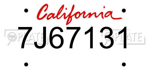 7J67131 California License Plate