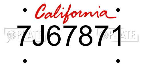 7J67871 California License Plate