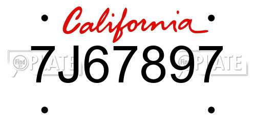 7J67897 California License Plate
