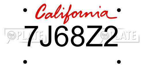 7J68Z2 California License Plate