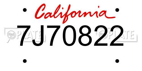 7J70822 California License Plate