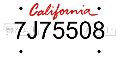 7J75508 California License Plate