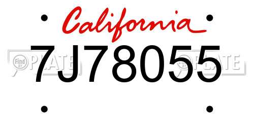 7J78055 California License Plate