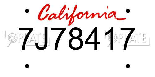 7J78417 California License Plate