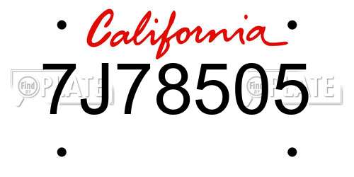 7J78505 California License Plate
