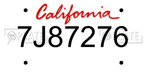 7J87276 California License Plate
