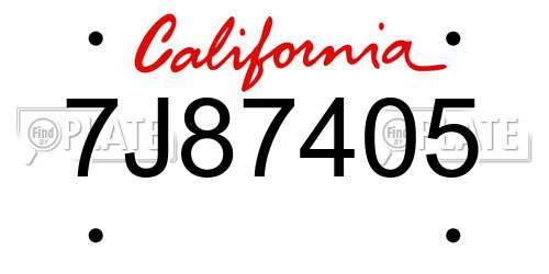 7J87405 California License Plate