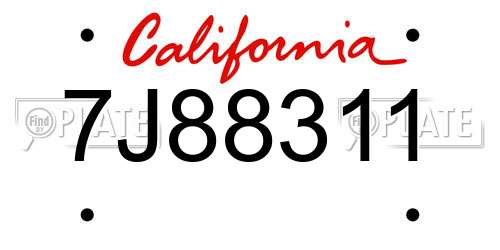 7J88311 California License Plate