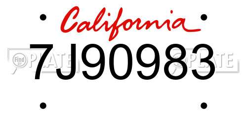 7J90983 California License Plate