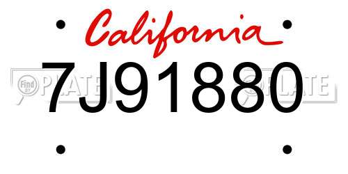 7J91880 California License Plate