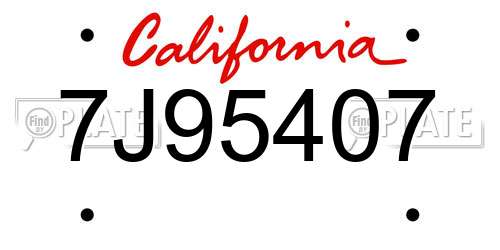 7J95407 California License Plate