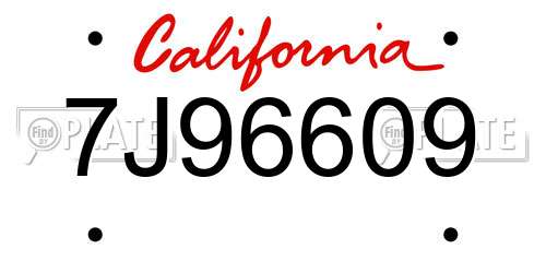 7J96609 California License Plate