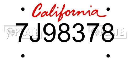 7J98378 California License Plate