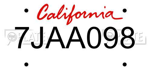 7JAA098 California License Plate
