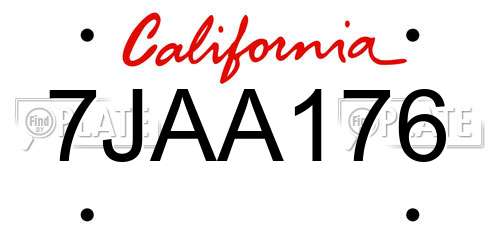 7JAA176 California License Plate