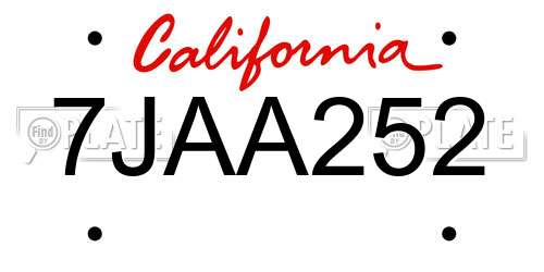 7JAA252 California License Plate