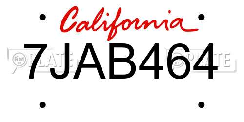 7JAB464 California License Plate