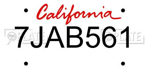 7JAB561 California License Plate