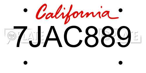7JAC889 California License Plate