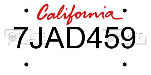 7JAD459 California License Plate