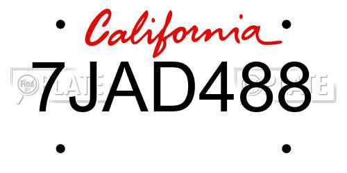 7JAD488 California License Plate