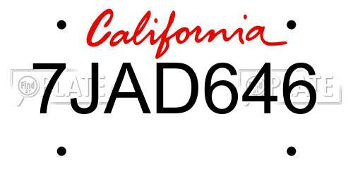7JAD646 California License Plate