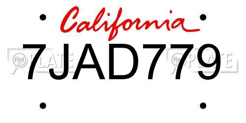 7JAD779 California License Plate