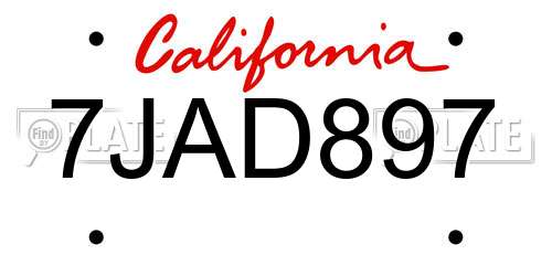 7JAD897 California License Plate