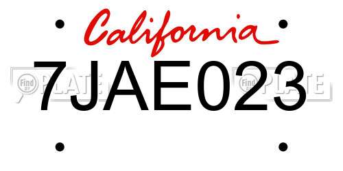 7JAE023 California License Plate