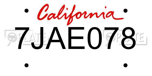 7JAE078 California License Plate