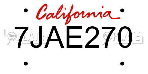 7JAE270 California License Plate