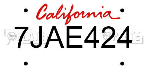 7JAE424 California License Plate