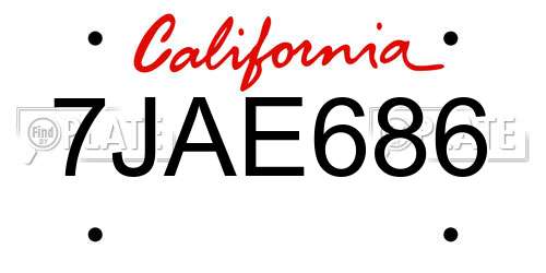 7JAE686 California License Plate