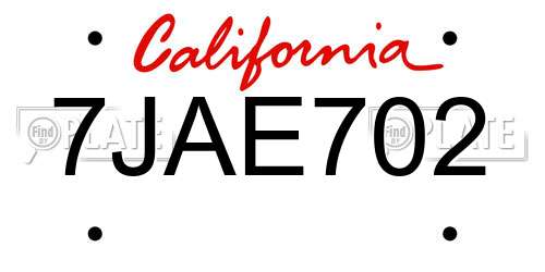 7JAE702 California License Plate
