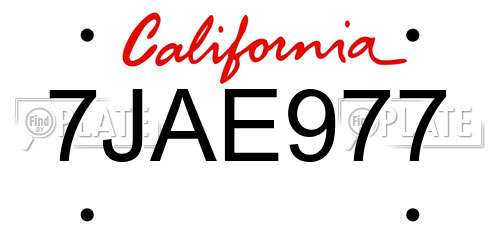 7JAE977 California License Plate