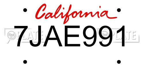 7JAE991 California License Plate