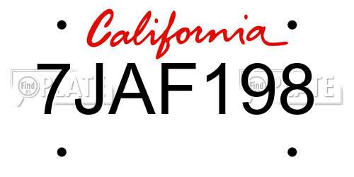 7JAF198 California License Plate